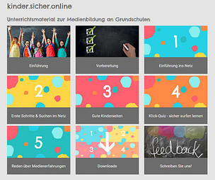 kinder.sicher.online Neun Kästen informieren über die Schritte der Medienbildung an Grundschulen