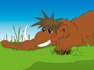 Wollhaarmammut Ein liegendes Cartoon-Wollhaarmammut