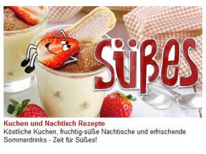 Nicht nur süße Rezepte gibt es bei Schmecksplosion Eine Erdbeere mit Gesicht liegt auf einer Tasse mit Keksen, daneben steht Süßes