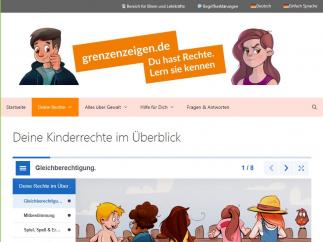 Screenshot grenzenzeigen.de Screenshot der Kinderseite grenzenzeigen.de