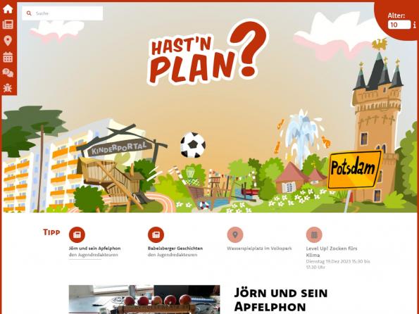 Screenshot hastnplan.de Screenshot der Kinderseite hastnplan.de