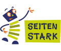 Das Maskottchen mit Logo von Seitenstark Das Maskottchen mit Logo von Seitenstark